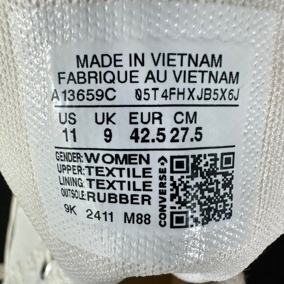 ⭐Converse Chuck Taylor Lift Rose Cross Stitch Sz 11 Women's Shoes White A13659C⭐ - Picture 12 of 12